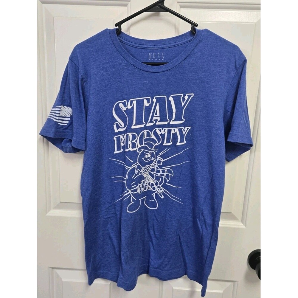 Musa Store Stay Frosty Tactical Graphic T Shirt Blue Mens Medium M Veteran 2A